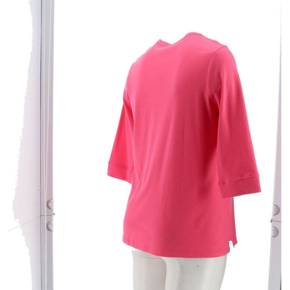 NWT DENIM & CO. ESSENTIALS 3/4 SLEEVE TUNIC PINK XXS - Picture 6 of 12